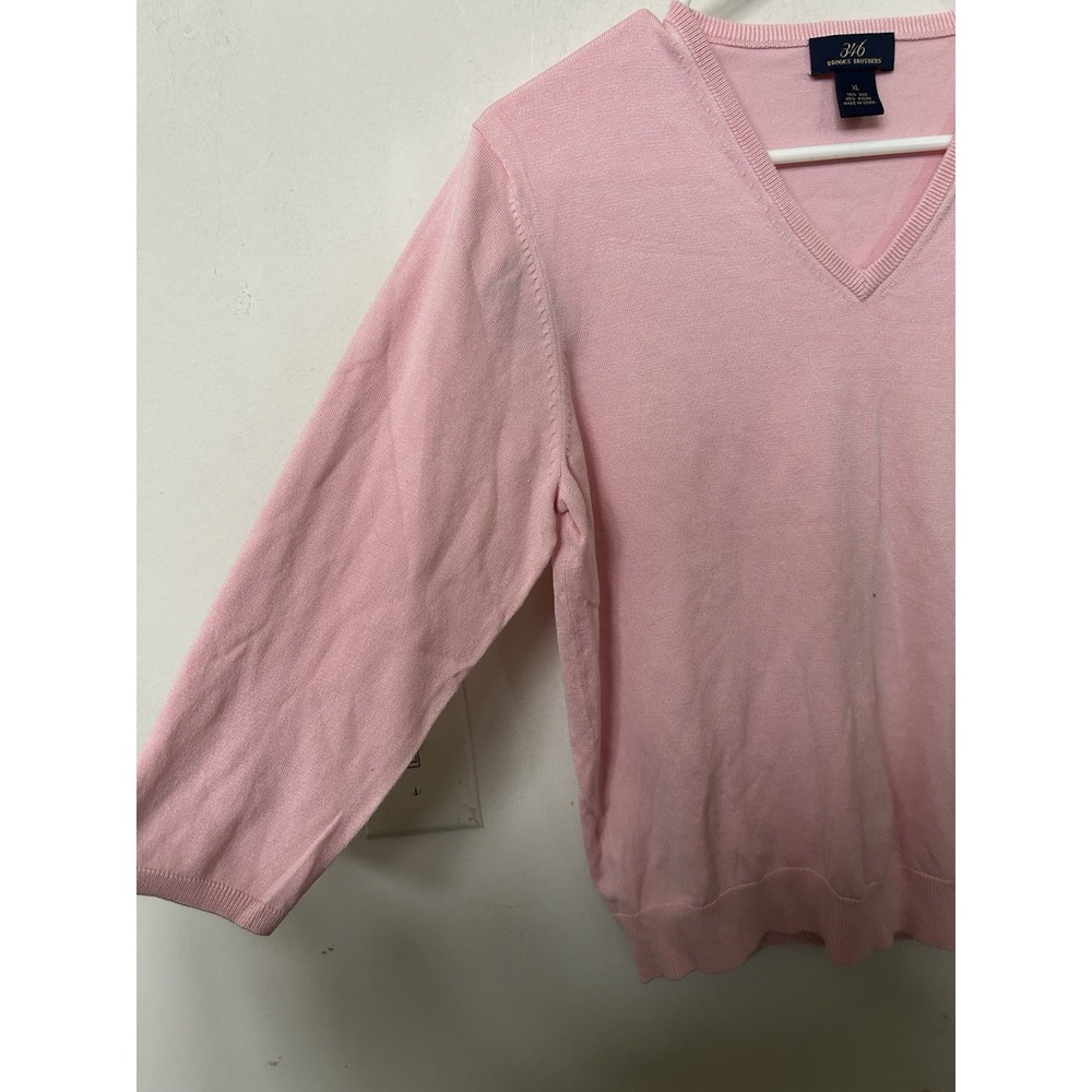 Brooks Brothers Sweater XL Silk Blend Pink V-Neck Pullover Preppy Ivy League - Picture 4 of 6